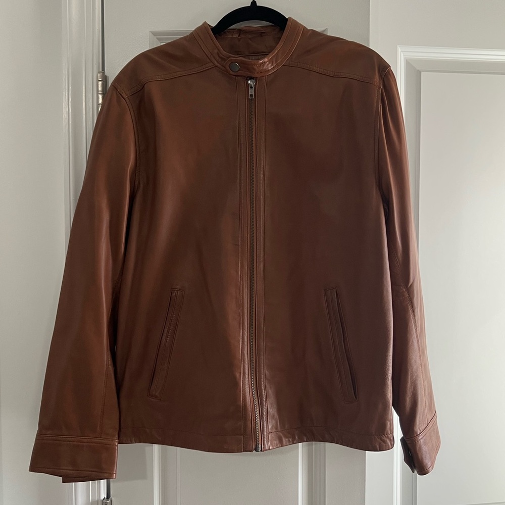 Tasso Elba Men's Tan Genuine Leather Jacket